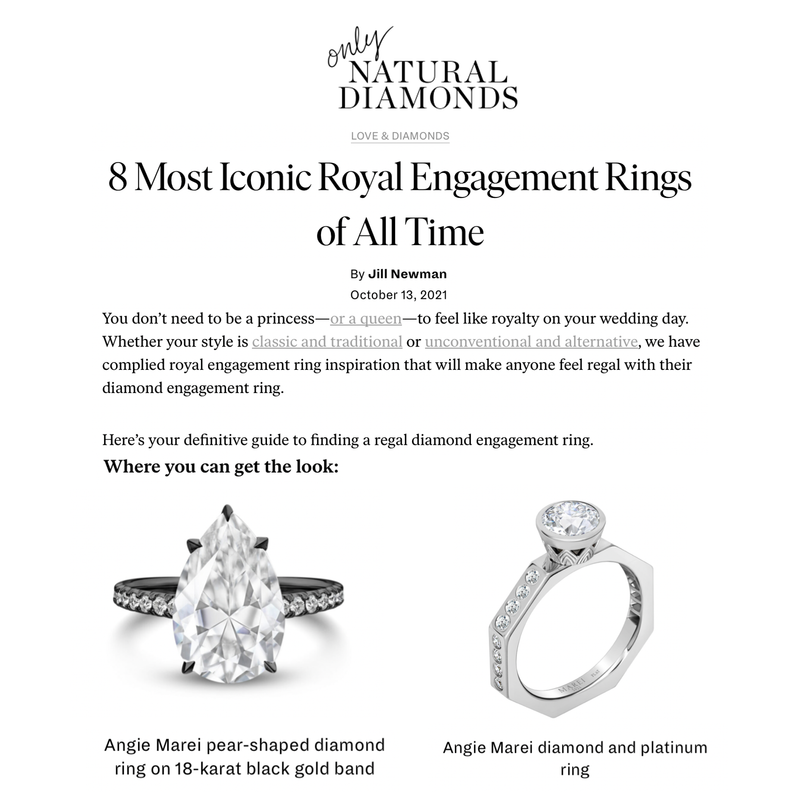Only Natural Diamonds Article Featuring Marei New York Engagement Rings by Angie Marei
