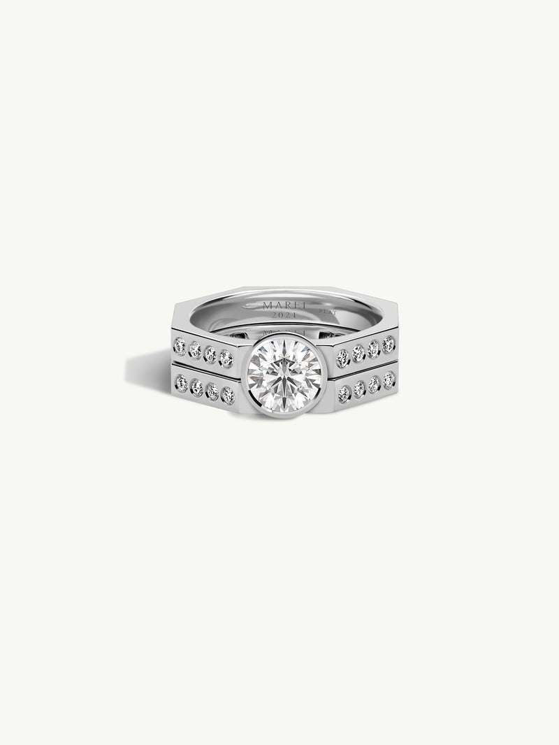 Octavian Lotus Engagement Ring With Brilliant Round-Cut White Diamond In Platinum Media 6 of 9
