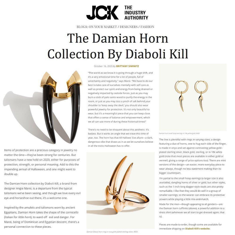 Marei New York Damian Black Onyx Horn Talisman Ring In 18K Yellow Gold - JCK Magazine