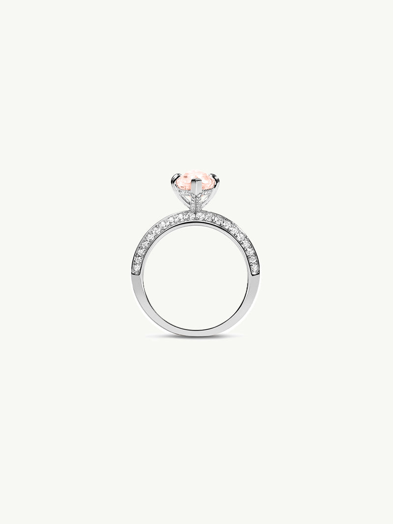 Marei Diamond Halo Marquise-Cut Pink Morganite Engagement Ring In Platinum