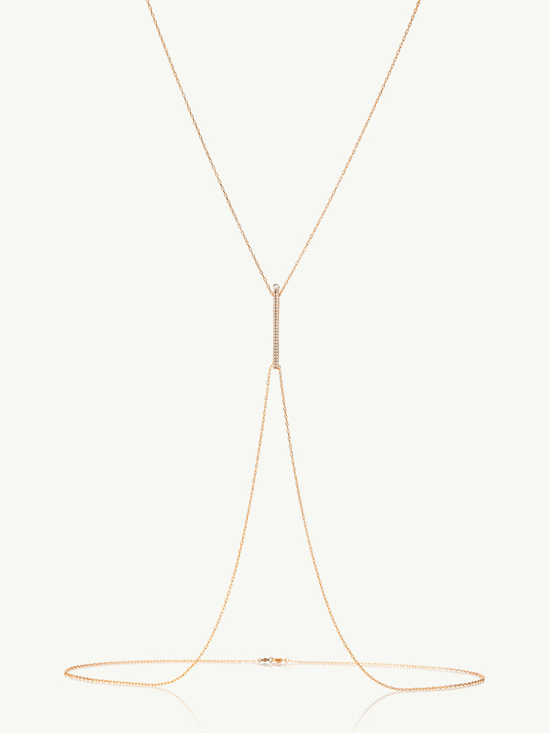 Aracelis Body Chain Necklace With Brilliant Pavè-Set Diamonds in 18K Rose Gold