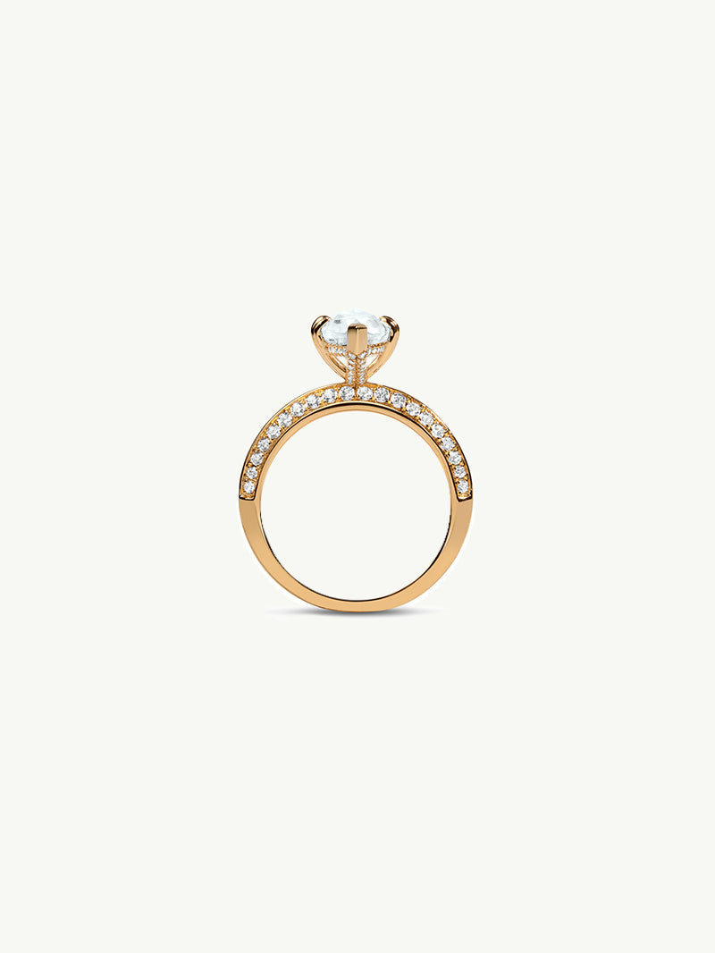 Marei Diamond Halo Marquise-Cut White Aquamarine Engagement Ring In 18K Yellow Gold