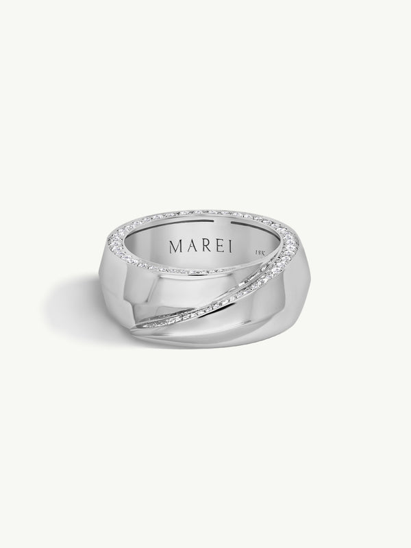 Sahara Oasis Ring With Pavé-Set Brilliant White Diamonds In 18K White Gold, 8mm