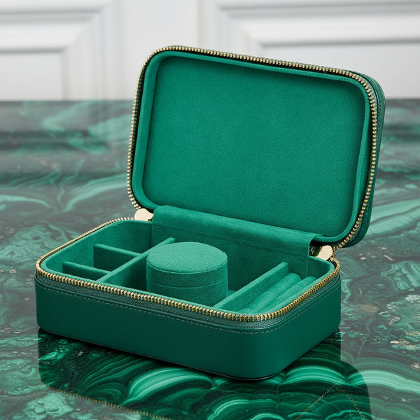 Sophia Jewelry Zip Case, Forest Green