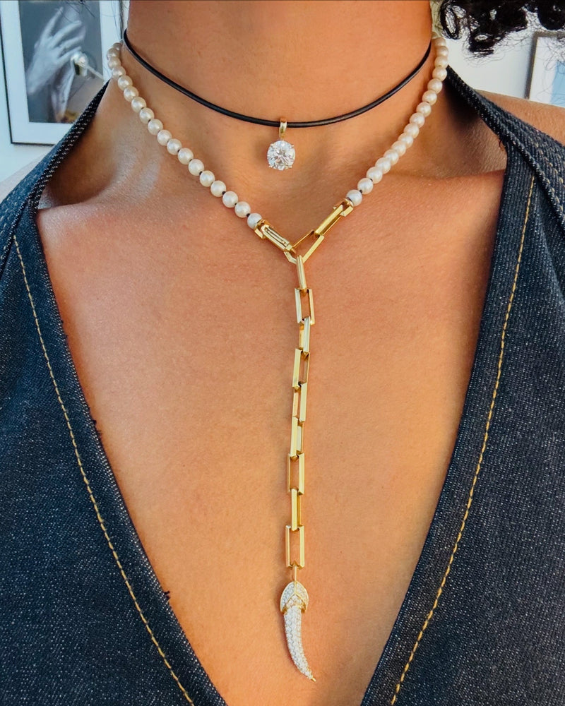 Eternal by Marei Solitaire Diamond Pendant On Leather