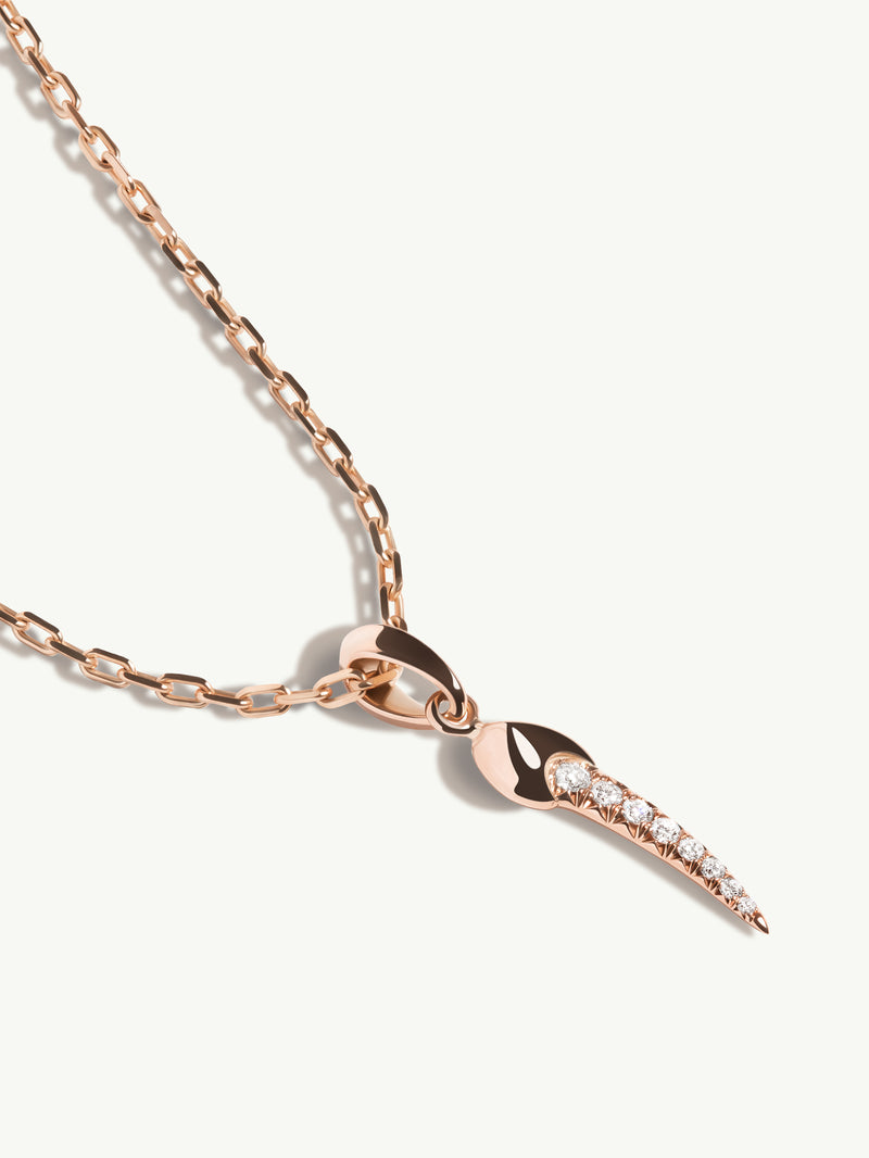Damian Horn Talisman Pendant Necklace With Pavé-Set Diamonds In 18K Rose Gold, 22mm