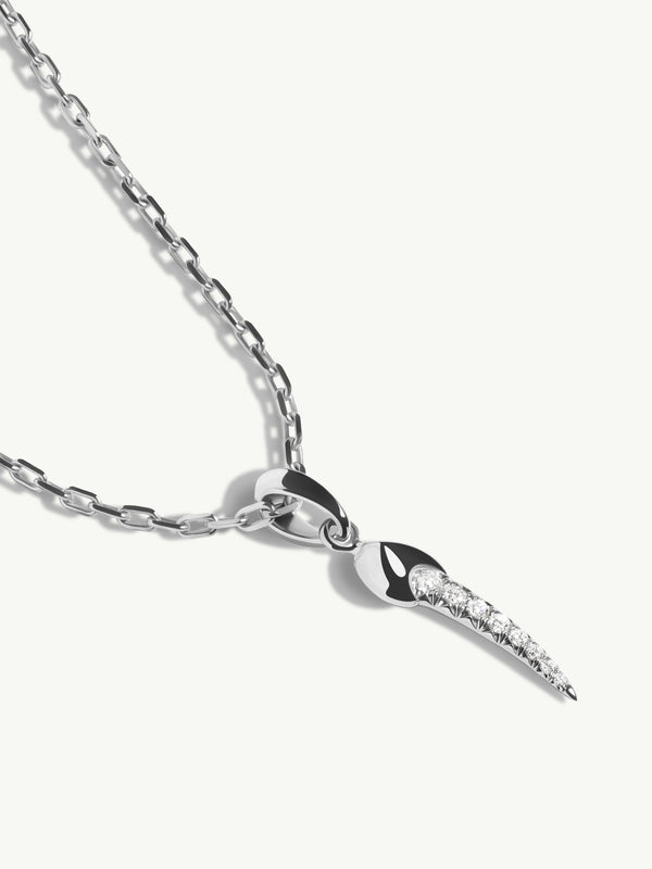 Damian Horn Talisman Pendant Necklace With Pavé-Set Diamonds In 18K White Gold, 22mm