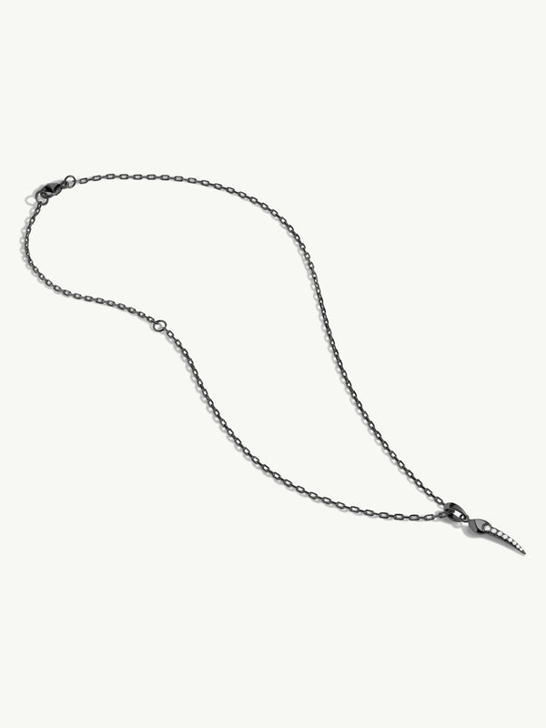 Damian Horn Talisman Pendant Necklace With Pavé-Set Diamonds In 18K Blackened Gold, 22mm