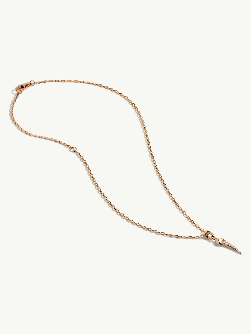 Damian Horn Talisman Pendant Necklace With Pavé-Set Diamonds In 18K Rose Gold, 22mm