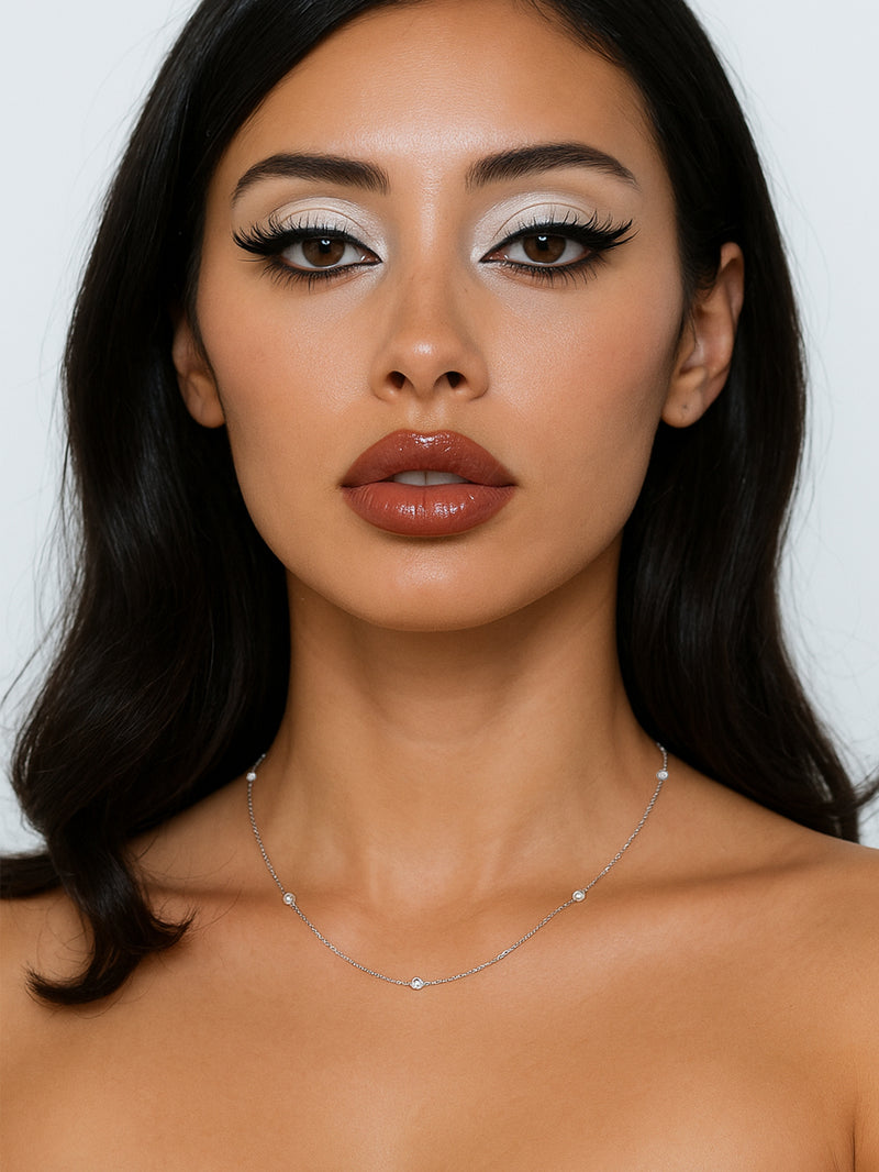 Eternal by Marei Natural Five Diamond Station Necklace