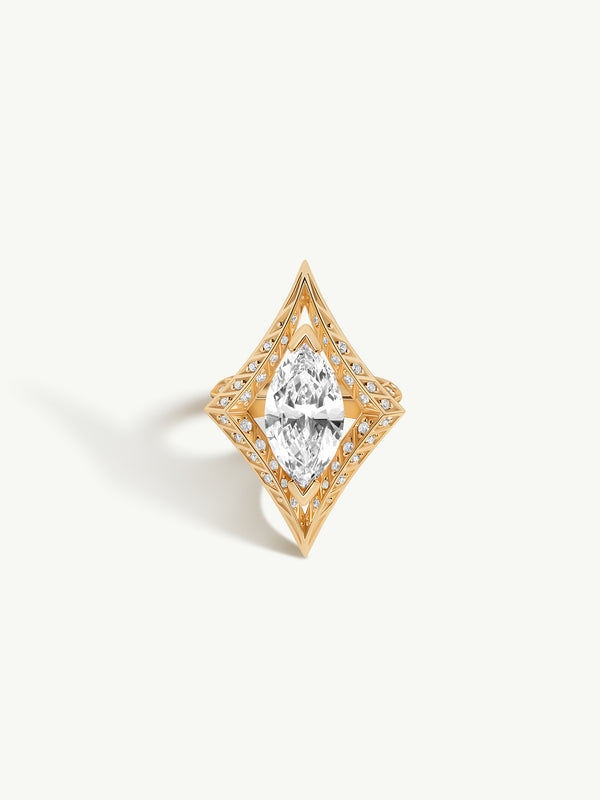 Palmyra Ring With Brilliant Marquise-Cut White Diamond In 18K Yellow Gold