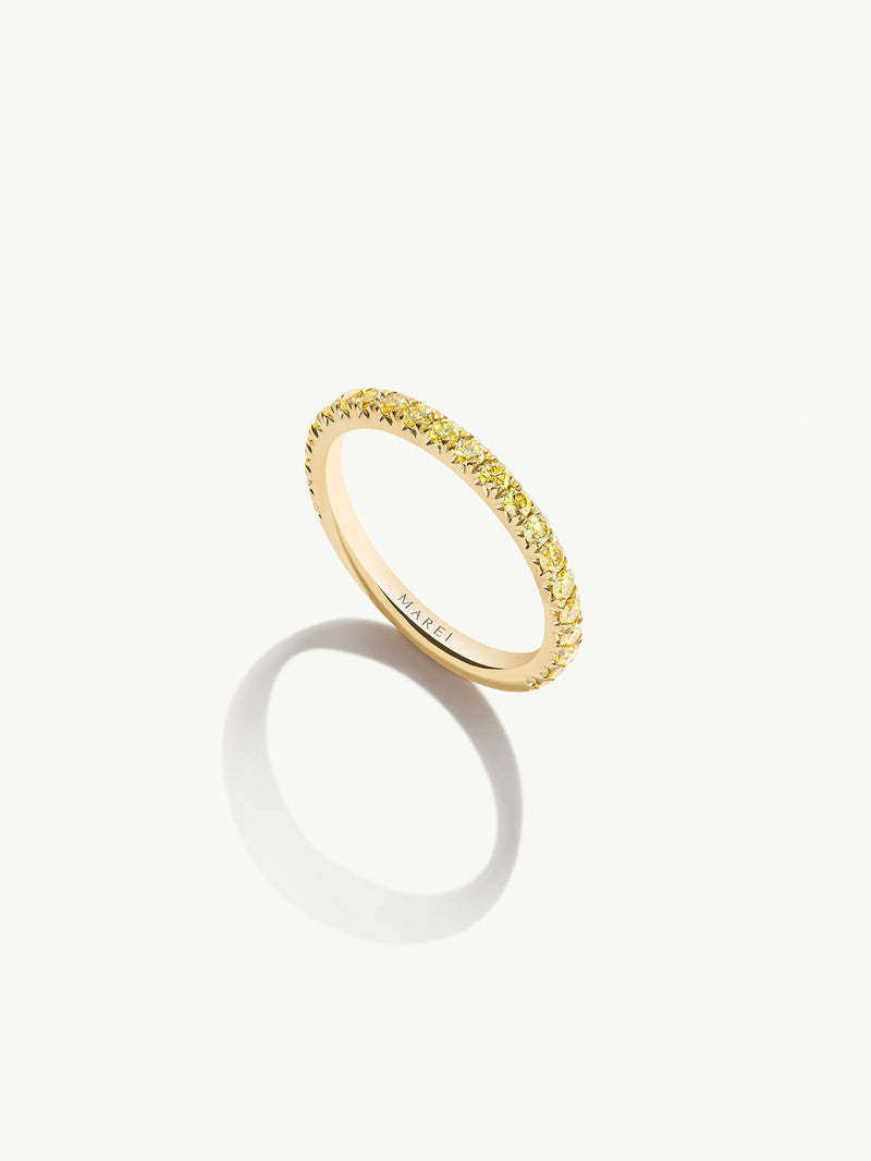 Customized Phebe French Pavé-Set Band Ring With Yellow Diamonds In 18K Yellow Gold, 2.4mm - Cedric Barbee