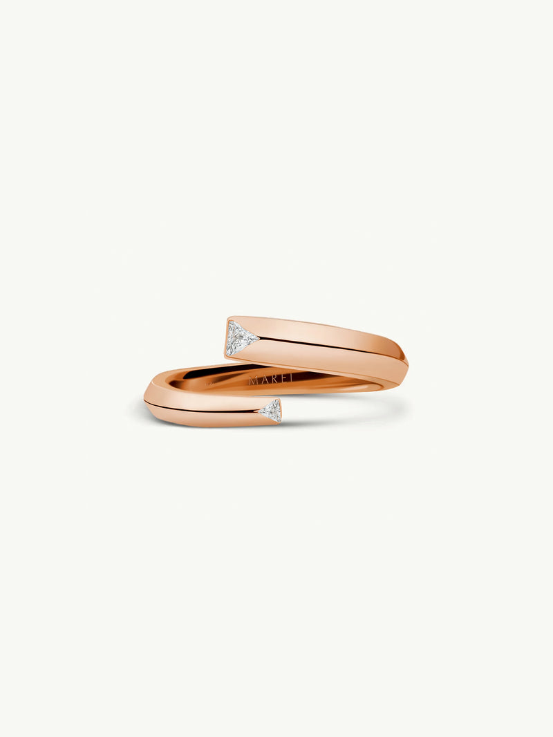 Pythia Serpentine Coil Ring With Trillion-Cut White Diamonds 18K Rose Gold, 0.10 CTW