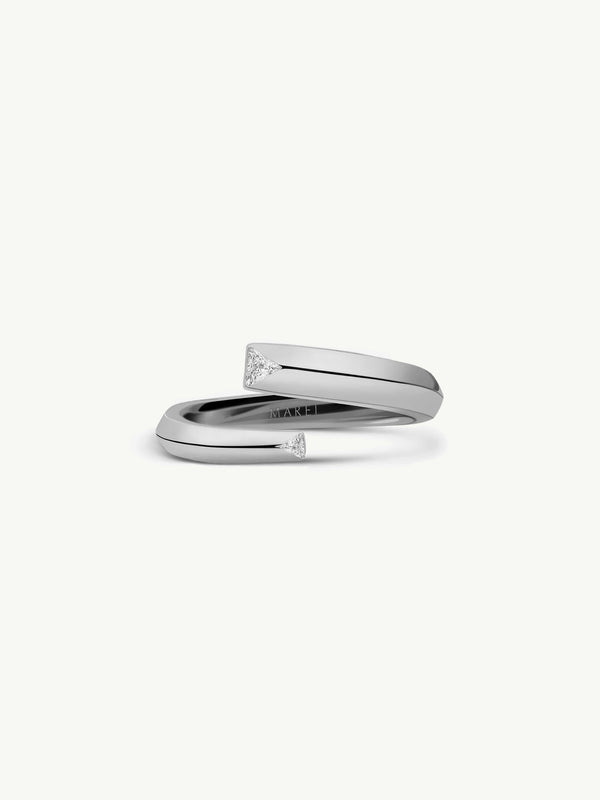 Pythia Serpentine Coil Ring With Trillion-Cut White Diamonds Platinum, 0.10 CTW