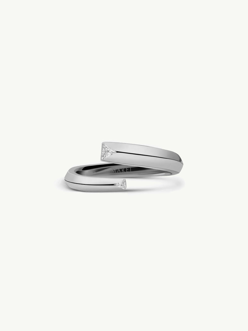 Pythia Serpentine Coil Ring With Trillion-Cut White Diamonds Platinum, 0.10 CTW