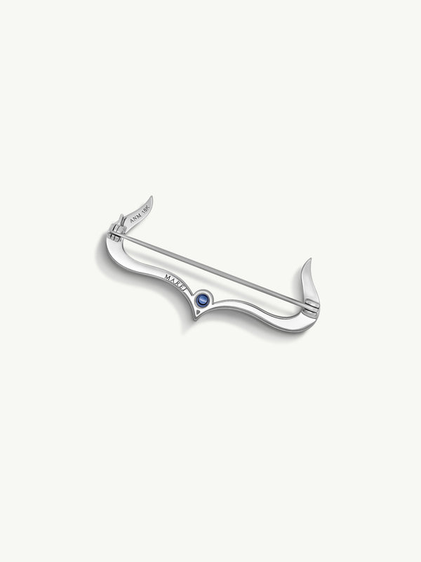 Amun-Ra Taurus Lapel Brooch Pin With Sapphires In 18K White Gold