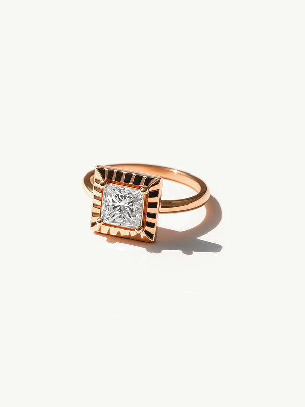 Ascension Engagement Ring With Brilliant Princess-Cut White Diamond In 18-Karat Rose Gold