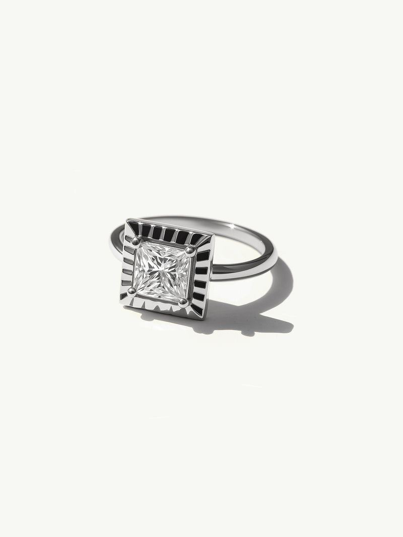 Ascension Engagement Ring With Brilliant Princess-Cut White Diamond In Platinum 950