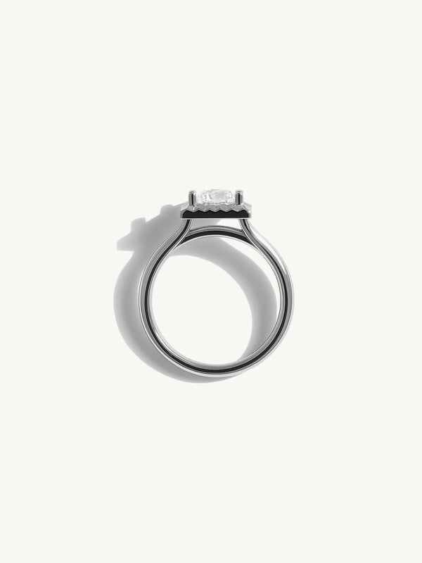 Ascension Engagement Ring With Brilliant Princess-Cut White Diamond In 18-Karat White Gold