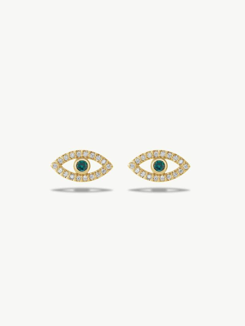 Evil Eye Stud Earrings With Alexandrite