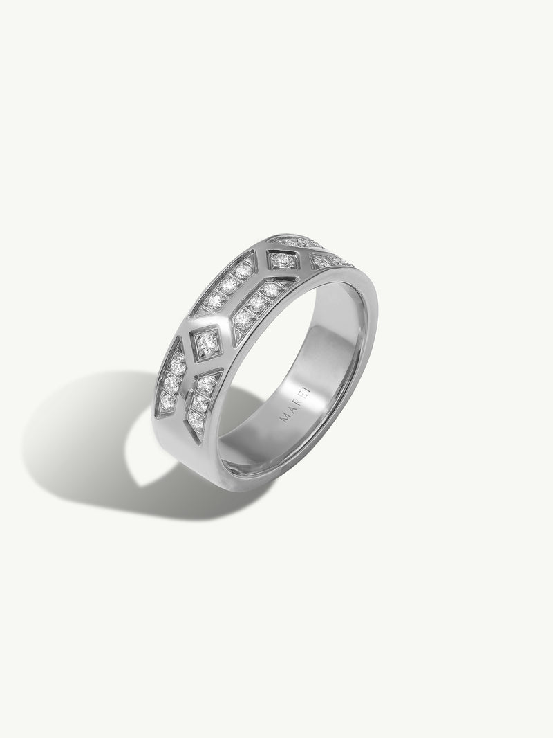 Meridian Men's Ring With White Diamonds In 18-Karat Yellow Gold, 6 MM