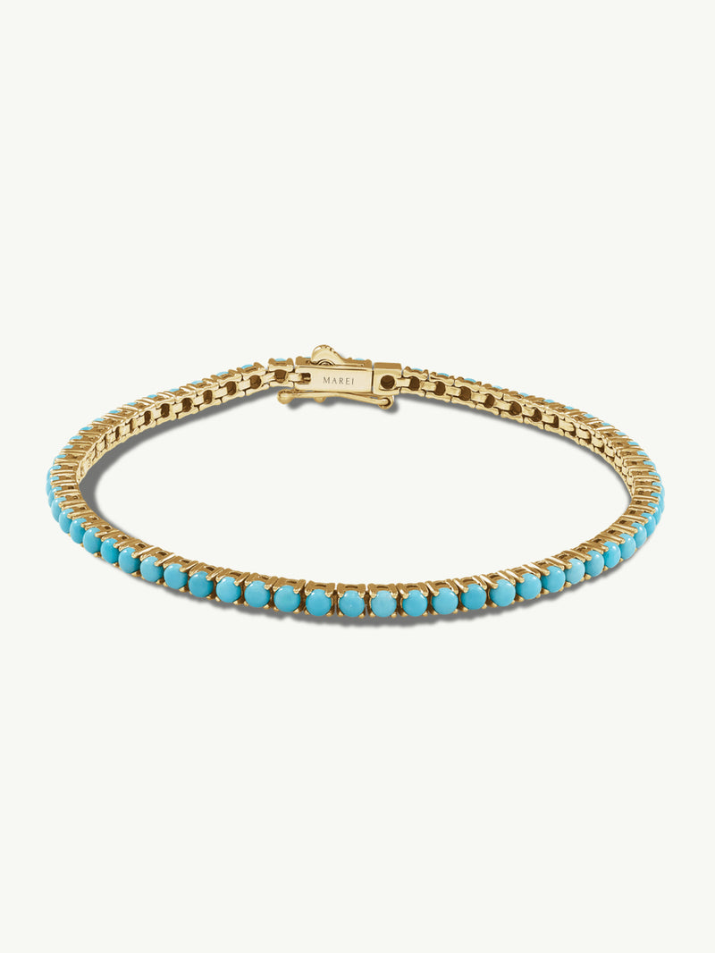 Nile Turquoise Line Bracelet In 14-Karat Yellow Gold