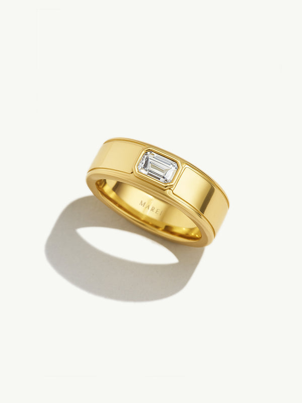 Monolith Men's Ring With Emerald-Cut Diamond In 18K Yellow Gold, 0.50 CTW