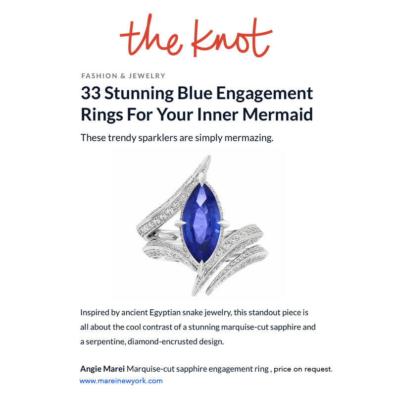 Ayla Arabesque Engagement Ring with Marquise-Cut Cornflower Blue Sapphire & Pavé-Set Brilliant White Diamonds In 18K White Gold