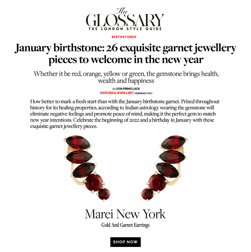 Isadora Earrings With Red Garnet Gemstones In 18K Yellow Gold