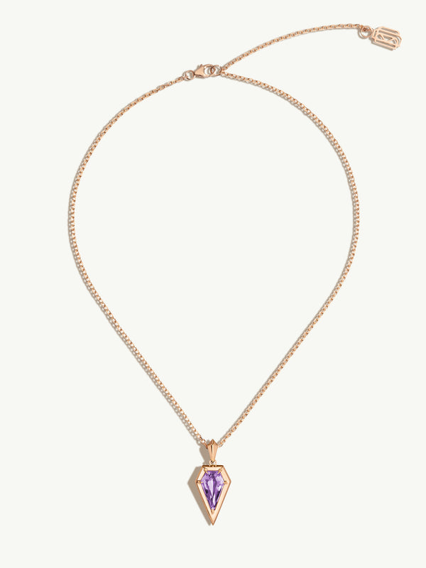 Aphrodite Amulet Pendant Necklace With Amethyst Gemstone In 18K Yellow Gold