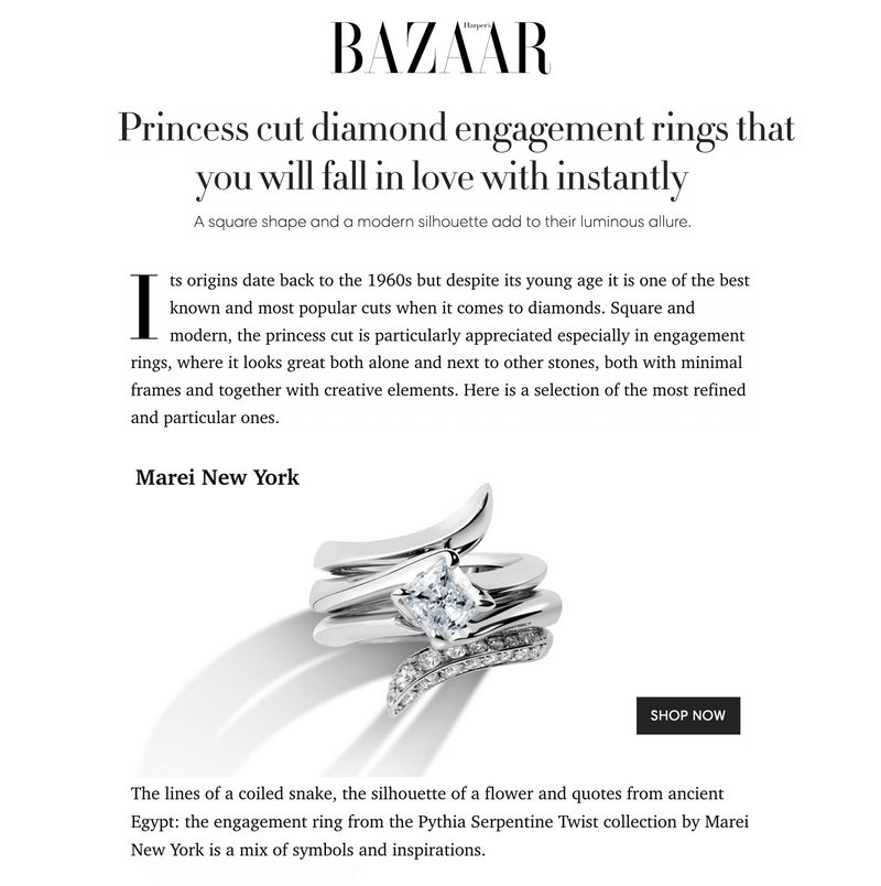 Pythia Serpentine Twist Brilliant Princess-Cut Diamond Engagement Ring In 18K Rose Gold