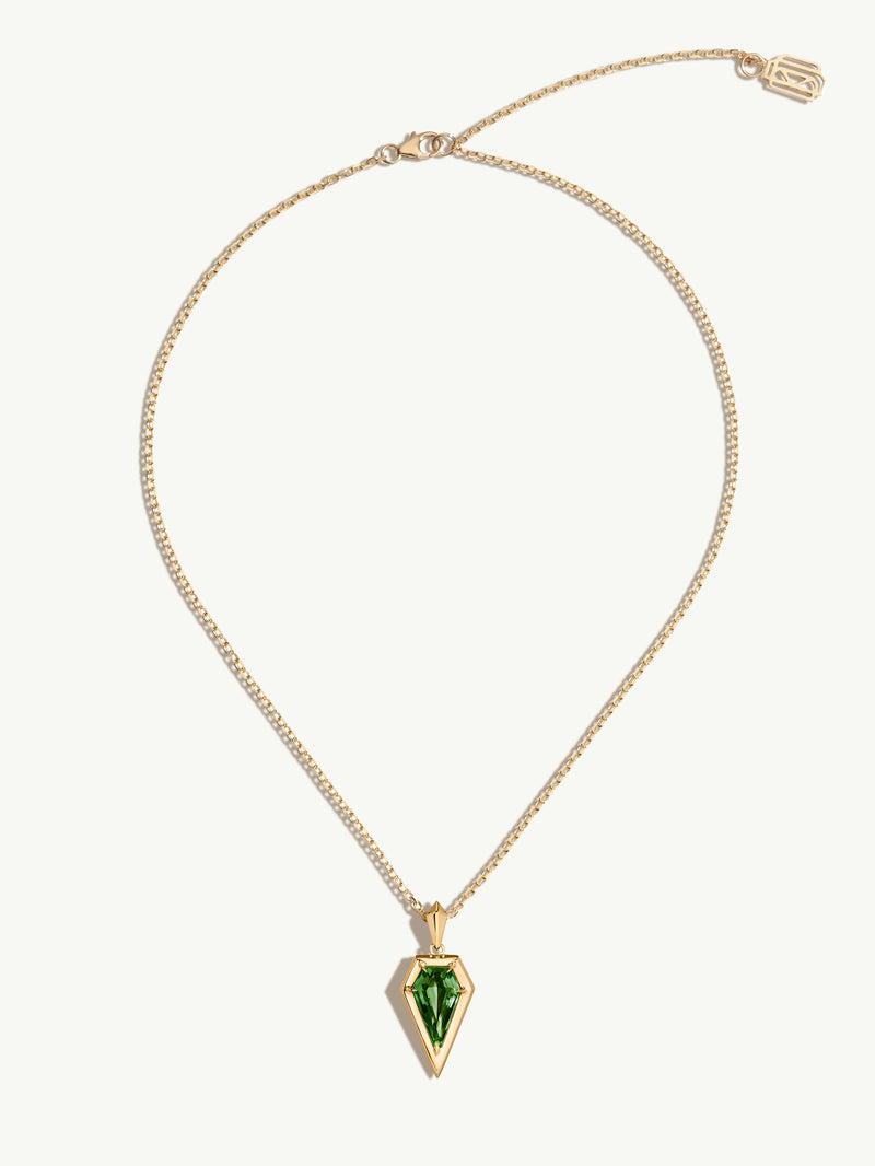 Aphrodite Amulet Pendant Necklace With Green Tourmaline In 18K Yellow Gold
