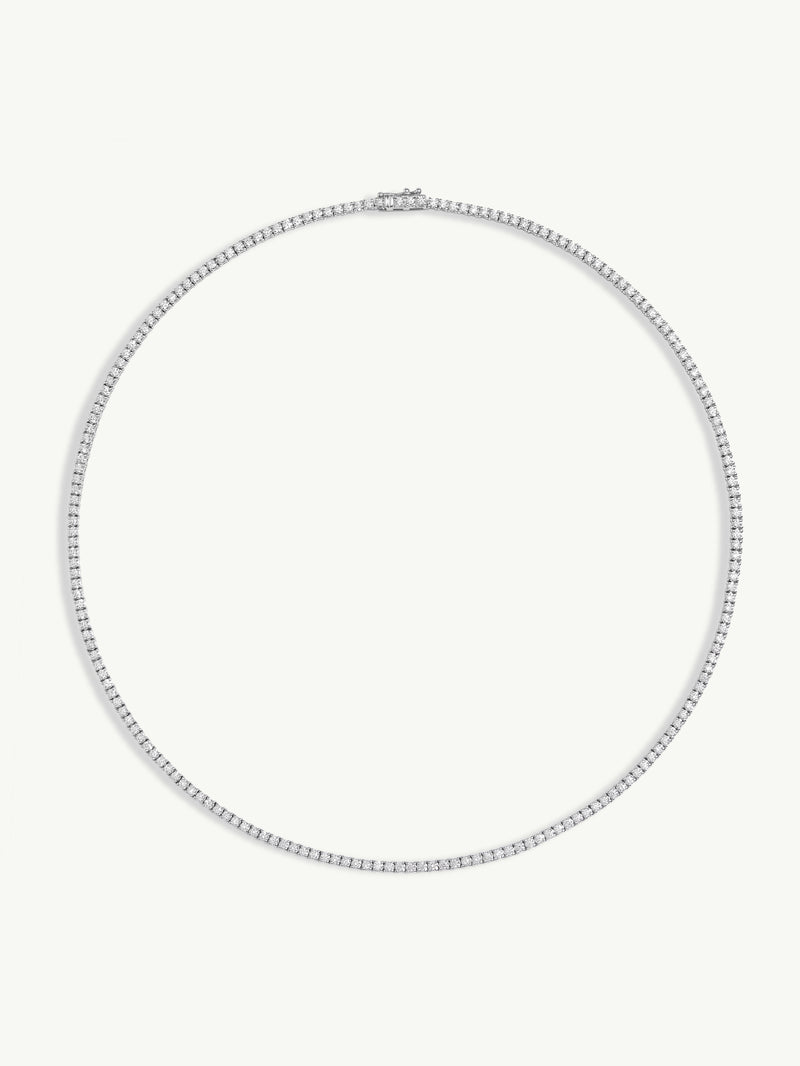 Eternity Brilliant-Cut White Diamond Tennis Necklace In 14K White Gold - 10.00CTW
