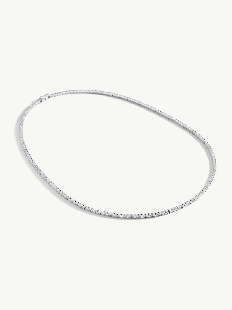 Eternity Brilliant-Cut White Diamond Tennis Necklace In 14K White Gold - 10.00CTW