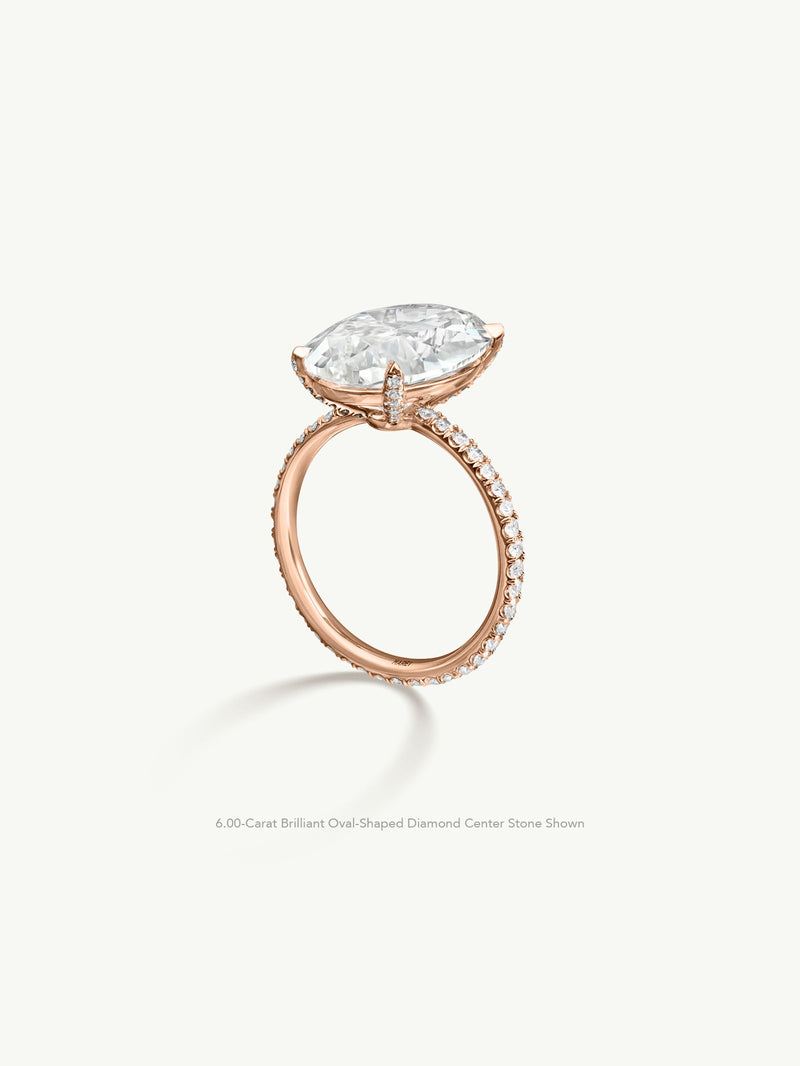 Suma Oval-Shaped Brilliant Cut White Diamond Engagement Ring In 18K Rose Gold