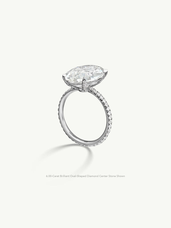 Suma Oval-Shaped Brilliant Cut White Diamond Engagement Ring In Platinum