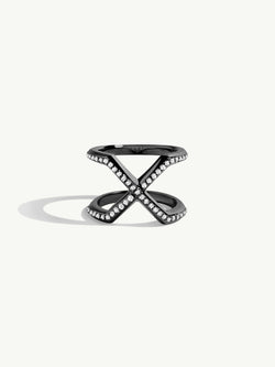 Exquis Pavé-Set Brilliant White Diamond Infinity Ring In 18K Blackened Gold