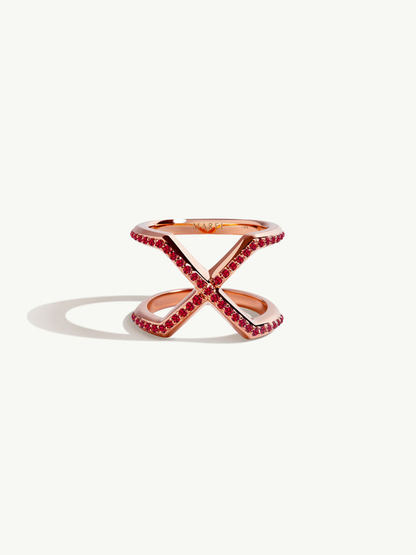 Exquis Infinity Ring With Pavé-Set Brilliant Cut Rubies In 18K Rose Gold