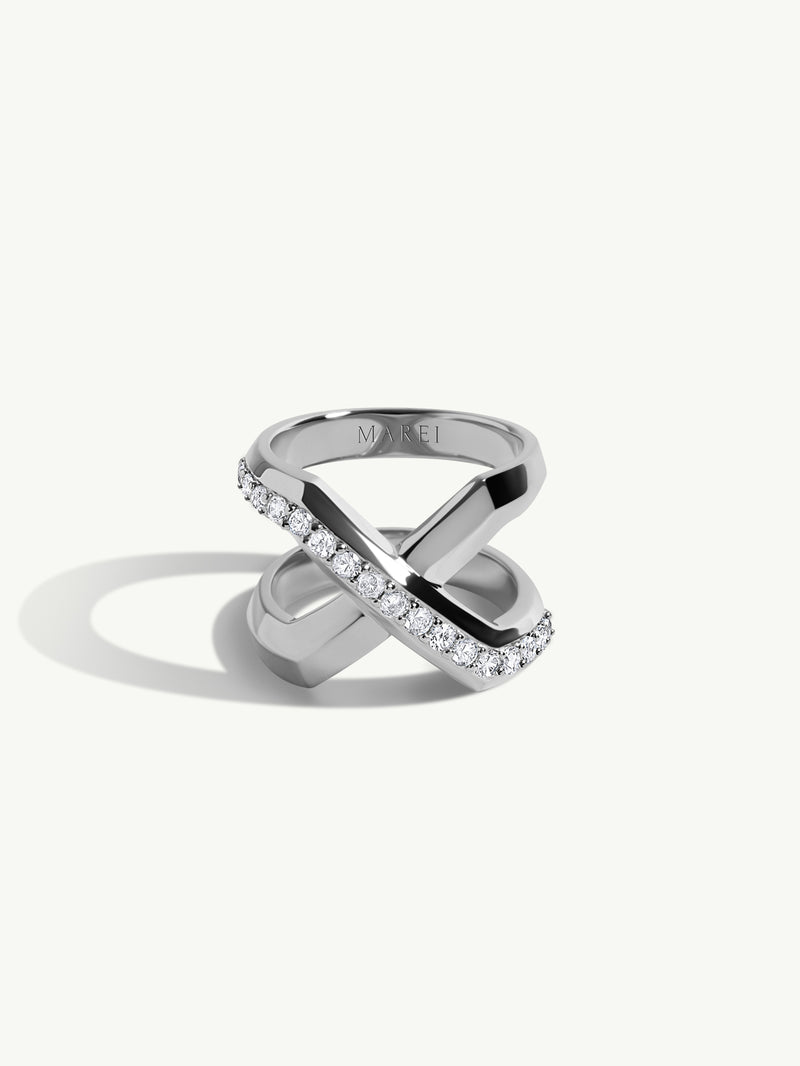 Exquis XL Infinity Ring With Pavé-Set Brilliant White Diamonds In Platinum