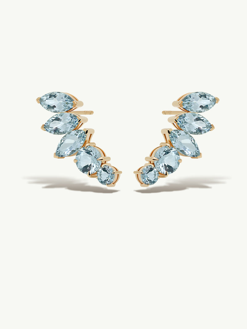 Isadora Earrings With Blue Aquamarine Gemstones In 18K Yellow Gold