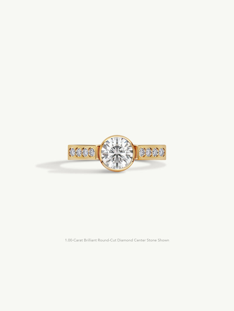 Octavian Lotus Brilliant Round-Cut White Diamond Engagement Ring In 18K Yellow Gold Media 3 of 9