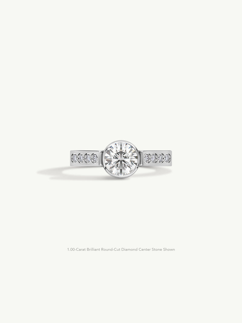 Octavian Lotus Engagement Ring With Brilliant Round-Cut White Diamond In Platinum Media 3 of 9
