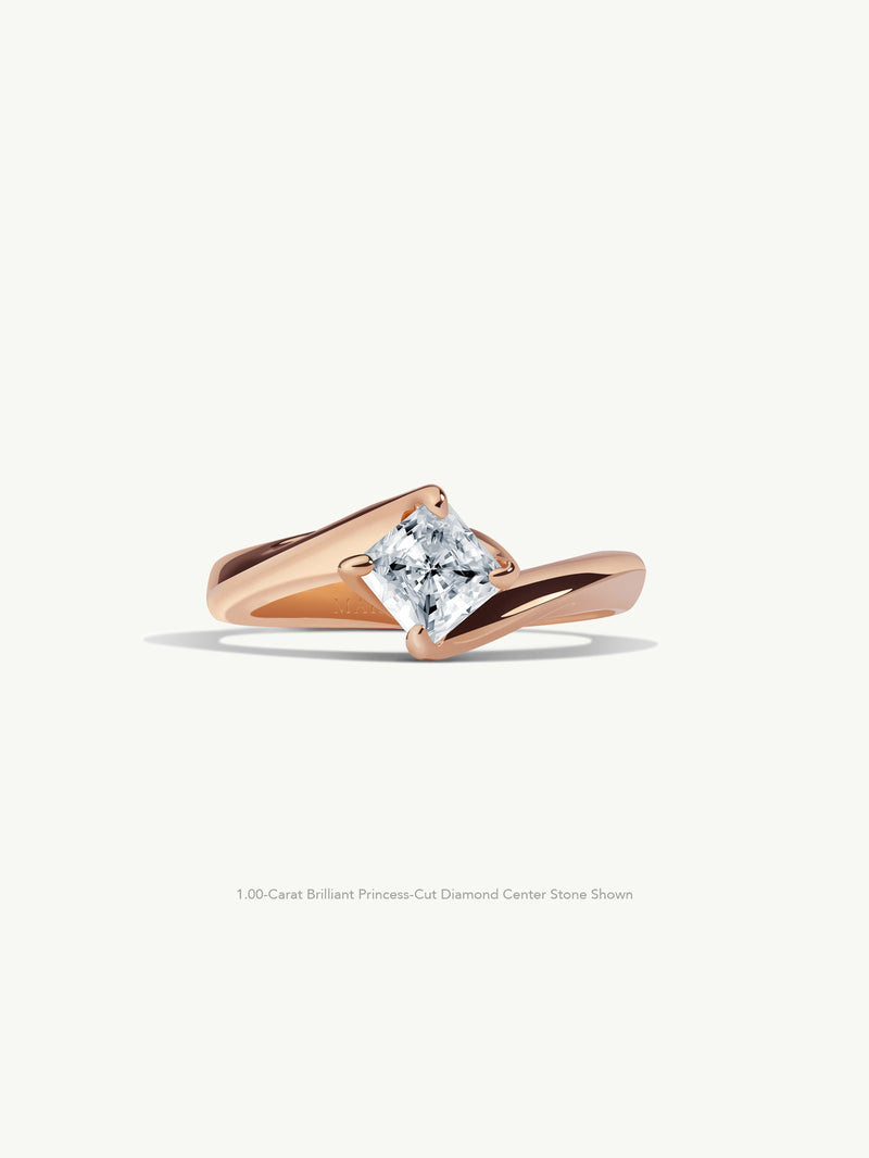 Pythia Serpentine Twist Brilliant Princess-Cut Diamond Engagement Ring In 18K Rose Gold