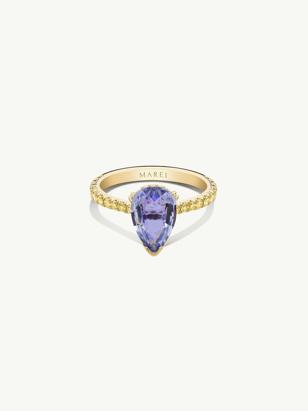 Phebe Ring With Lavender Sapphire & Pavé-Set Yellow Diamonds In 18K Yellow Gold