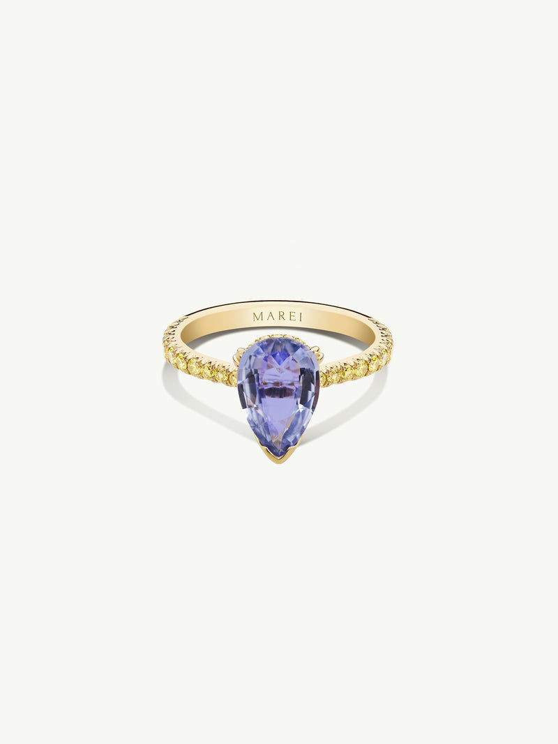 Phebe Ring With Lavender Sapphire & Pavé-Set Yellow Diamonds In 18K Yellow Gold