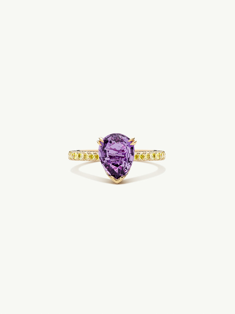 Phebe Ring With Purple Sapphire & Pavé-Set Yellow Diamonds In 18K Yellow Gold