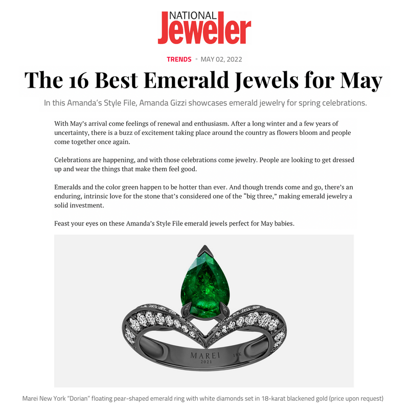 Dorian Floating Teardrop-Shaped Emerald Engagement Ring In Platinum