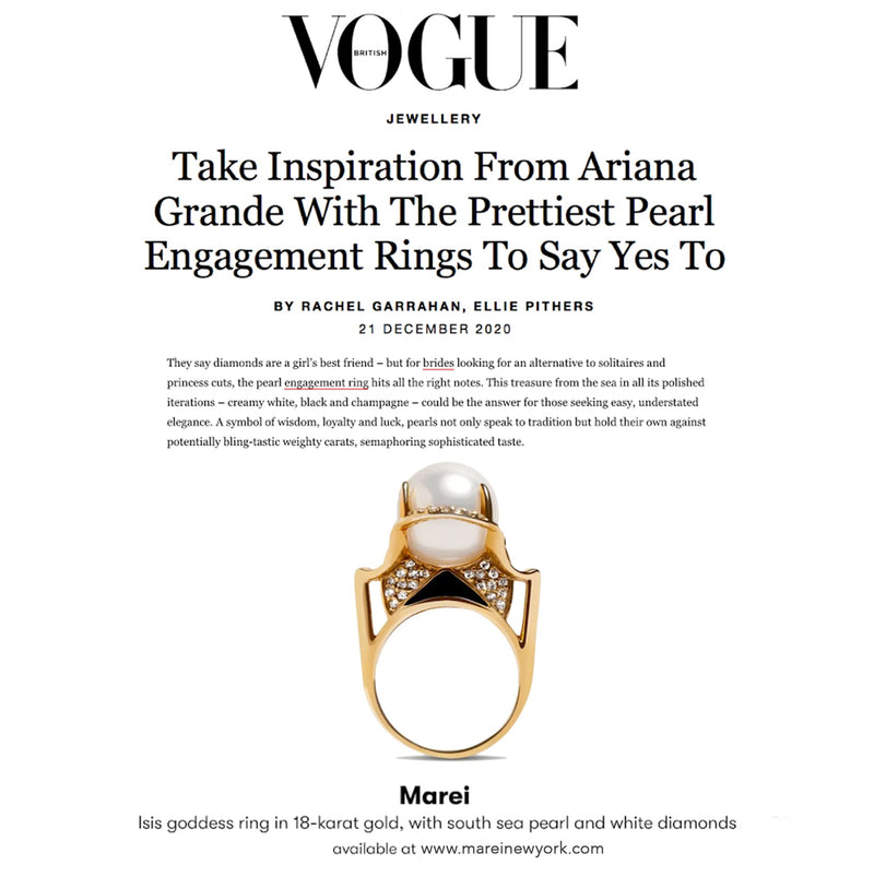 MAREI Isis Pearl Goddess Ring Featured in British Vogue