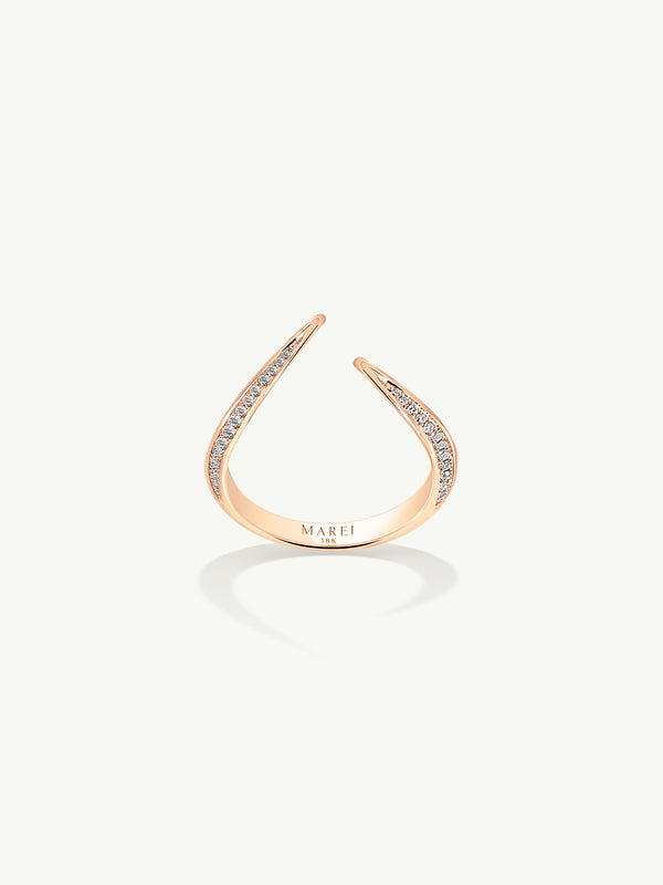 Ayla Arabesque Ring With Pavé-Set Brilliant White Diamonds In 18K Rose Gold
