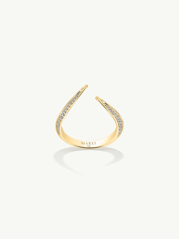 Ayla Arabesque Ring With Pavé-Set Brilliant White Diamonds In 18K Yellow Gold